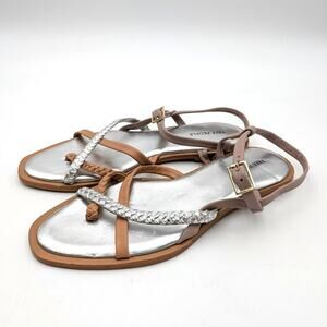 Free People Sunny Days Strappy Sandals Buckle Women's Silver Multi Size US7
